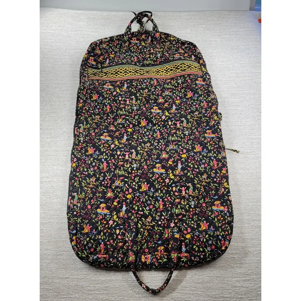Vera Bradley Ming Garment Bag Black Quilted Floral Asian Travel Luggage Carry On